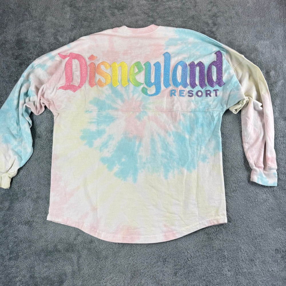 Disneyland Resort Spirit Jersey Tie Dye Spirit Rainbow‎ Glitter Top XS Oversized